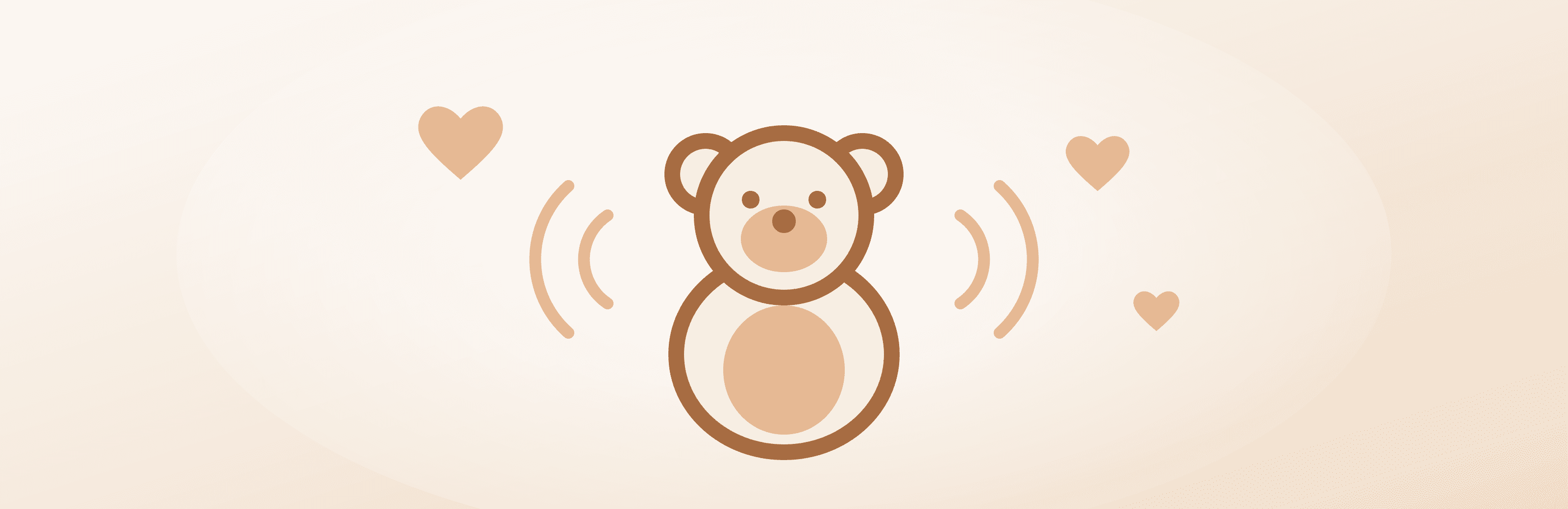 Illustration of a keepsake bear with sound waves and hearts — their voice brought home